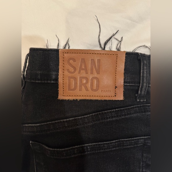 Sandro Paris Cropped Straight Leg High Rise Stretch Jeans - Picture 4 of 5